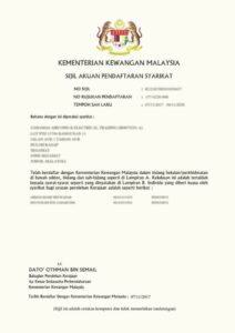 FINANCIAL LICENCE MOF REGISTRATION